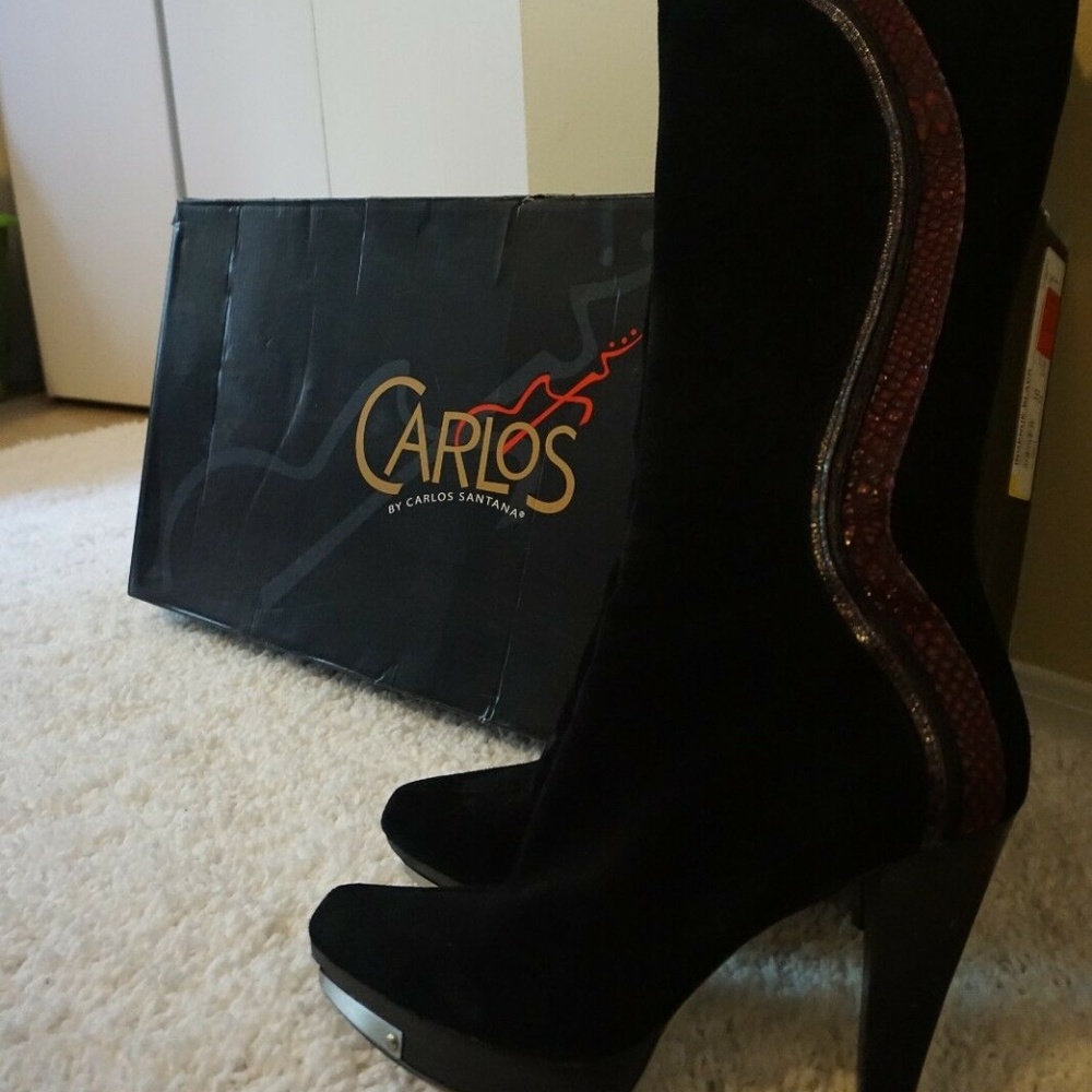 Carlos Santana - Black/Red Suede Women's Boots